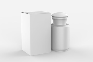 Matte Ceramic Bottle Mockup - protein, vitamins, bcaa, tablets. Photo-realistic packaging mockup template with sample design. 3d illustration.