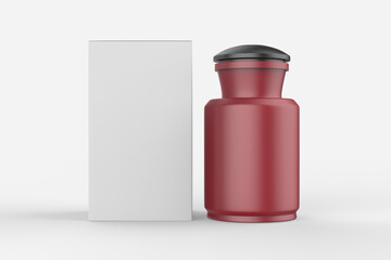 Matte Ceramic Bottle Mockup - protein, vitamins, bcaa, tablets. Photo-realistic packaging mockup template with sample design. 3d illustration.