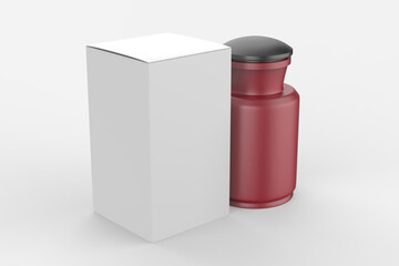 Matte Ceramic Bottle Mockup - protein, vitamins, bcaa, tablets. Photo-realistic packaging mockup template with sample design. 3d illustration.