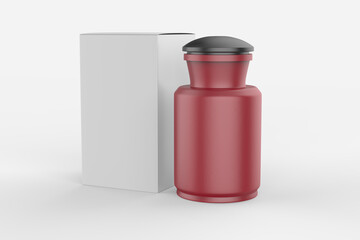 Matte Ceramic Bottle Mockup - protein, vitamins, bcaa, tablets. Photo-realistic packaging mockup template with sample design. 3d illustration.