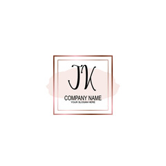 Initial JK Handwriting, Wedding Monogram Logo Design, Modern Minimalistic and Floral templates for Invitation cards	
