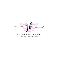 Initial JK Handwriting, Wedding Monogram Logo Design, Modern Minimalistic and Floral templates for Invitation cards	
