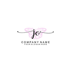 Initial JO Handwriting, Wedding Monogram Logo Design, Modern Minimalistic and Floral templates for Invitation cards	

