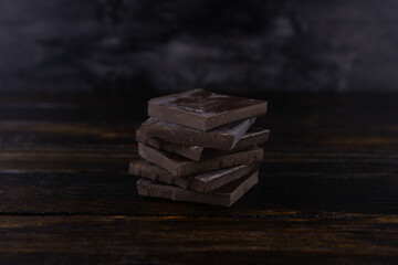 Slices of dark chocolate