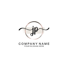 Initial JP Handwriting, Wedding Monogram Logo Design, Modern Minimalistic and Floral templates for Invitation cards	
