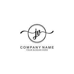 Initial JV Handwriting, Wedding Monogram Logo Design, Modern Minimalistic and Floral templates for Invitation cards	
