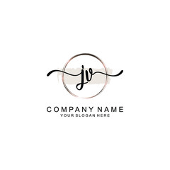 Initial JV Handwriting, Wedding Monogram Logo Design, Modern Minimalistic and Floral templates for Invitation cards	
