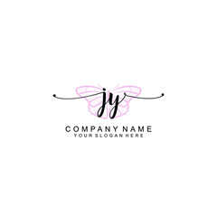 Initial JY Handwriting, Wedding Monogram Logo Design, Modern Minimalistic and Floral templates for Invitation cards	
