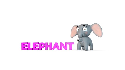 Little cute cartoon elephant, 3d rendering