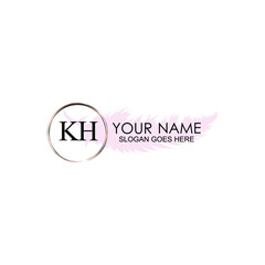 Initial KH Handwriting, Wedding Monogram Logo Design, Modern Minimalistic and Floral templates for Invitation cards	
