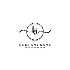 Initial KI Handwriting, Wedding Monogram Logo Design, Modern Minimalistic and Floral templates for Invitation cards	
