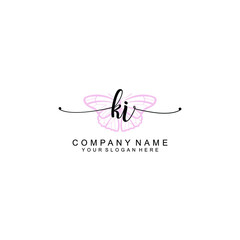 Initial KI Handwriting, Wedding Monogram Logo Design, Modern Minimalistic and Floral templates for Invitation cards	
