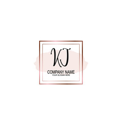 Initial KJ Handwriting, Wedding Monogram Logo Design, Modern Minimalistic and Floral templates for Invitation cards	
