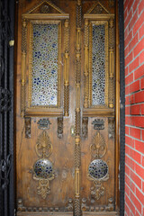 textured wood and metal doors historic building ... Istanbul, Turkey.