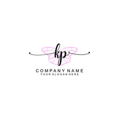Initial KP Handwriting, Wedding Monogram Logo Design, Modern Minimalistic and Floral templates for Invitation cards	

