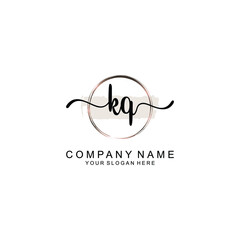 Initial KQ Handwriting, Wedding Monogram Logo Design, Modern Minimalistic and Floral templates for Invitation cards	
