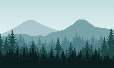 scenery trees and mountains background on the city edge. City vector