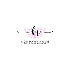 Initial KR Handwriting, Wedding Monogram Logo Design, Modern Minimalistic and Floral templates for Invitation cards	
