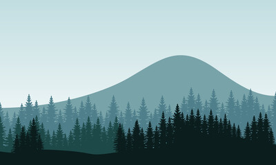 Nice scenery of trees and mountains in the countryside. City vector