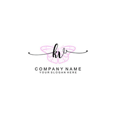 Initial KV Handwriting, Wedding Monogram Logo Design, Modern Minimalistic and Floral templates for Invitation cards	

