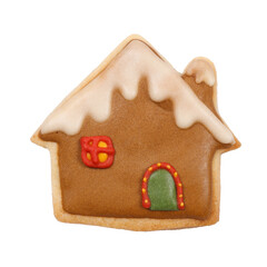 Sugar Frost Cookie in Christmas Collection. Hut Cookie Isolated on White Background.
