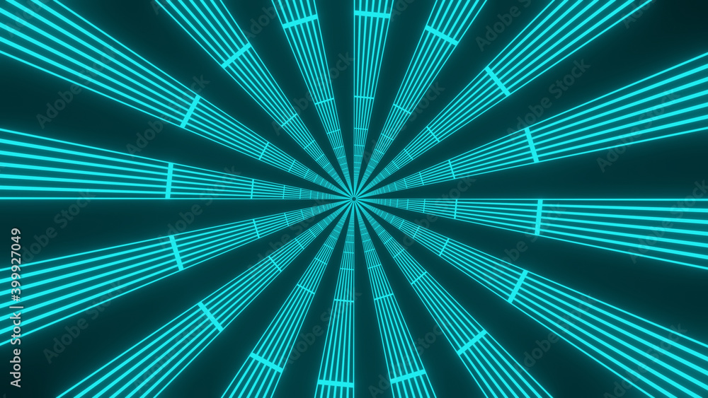 Poster 3d illustration graphic of abstract lining and circular pattern energy tunnel in space, seamless loo