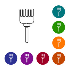 Black line Hairbrush icon isolated on white background. Comb hair sign. Barber symbol. Set icons in color circle buttons. Vector Illustration.