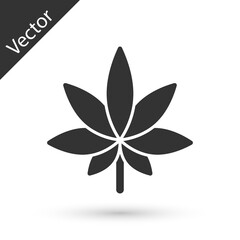Grey Medical marijuana or cannabis leaf icon isolated on white background. Hemp symbol. Vector Illustration.