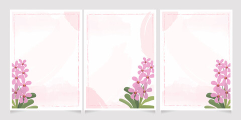 pink Mokara orchid on watercolor splash wedding invitation background collection