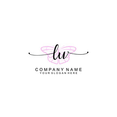 Initial LU Handwriting, Wedding Monogram Logo Design, Modern Minimalistic and Floral templates for Invitation cards	
