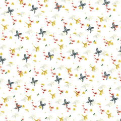 seamless Botanical watercolor garden pattern collection