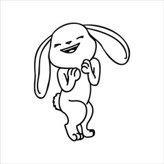 
happy cute bunny contour on the white background
