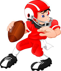 cute boy posing wearing american football