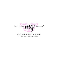 Initial MG Handwriting, Wedding Monogram Logo Design, Modern Minimalistic and Floral templates for Invitation cards	
