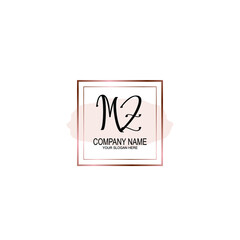Initial MZ Handwriting, Wedding Monogram Logo Design, Modern Minimalistic and Floral templates for Invitation cards	
