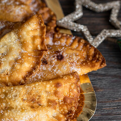 Trucha, spanish sweet made  fried pasty and filled with cabell angel or sweet potatoes  and consumed  in the Canary Islands during the Christmas