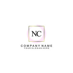 Initial NC Handwriting, Wedding Monogram Logo Design, Modern Minimalistic and Floral templates for Invitation cards	
