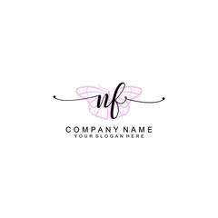 Initial NF Handwriting, Wedding Monogram Logo Design, Modern Minimalistic and Floral templates for Invitation cards	
