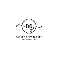 Initial NG Handwriting, Wedding Monogram Logo Design, Modern Minimalistic and Floral templates for Invitation cards	
