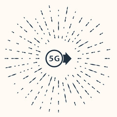 Grey 5G new wireless internet wifi connection icon isolated on beige background. Global network high speed connection data rate technology. Abstract circle random dots. Vector.