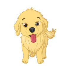 Cute baby dog cartoon on white background