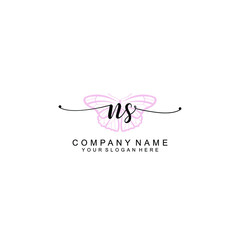 Initial NS Handwriting, Wedding Monogram Logo Design, Modern Minimalistic and Floral templates for Invitation cards	
