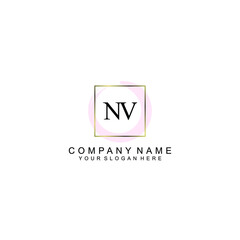 Initial NV Handwriting, Wedding Monogram Logo Design, Modern Minimalistic and Floral templates for Invitation cards	
