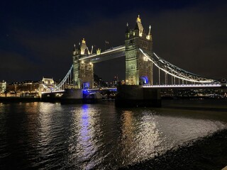 A view of Tower Bridge in London at night