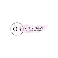 Initial OB Handwriting, Wedding Monogram Logo Design, Modern Minimalistic and Floral templates for Invitation cards	
