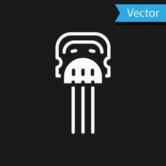 White Flamenco woman accessories icon isolated on black background. Peineta. Spanish comb. Vector.