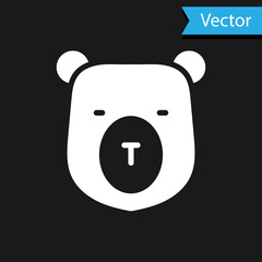 White Bear head icon isolated on black background. Vector.