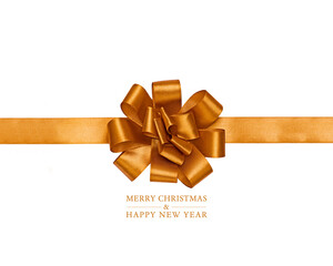 Merry Christmas & Happy New Year Copper Gift Ribbon e-card for any of your art projects (to print).