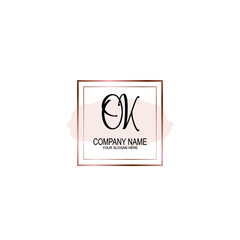 Initial OK Handwriting, Wedding Monogram Logo Design, Modern Minimalistic and Floral templates for Invitation cards	
