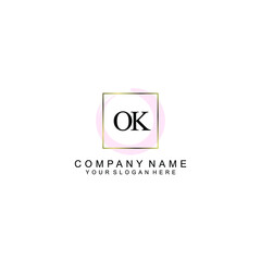 Initial OK Handwriting, Wedding Monogram Logo Design, Modern Minimalistic and Floral templates for Invitation cards	
